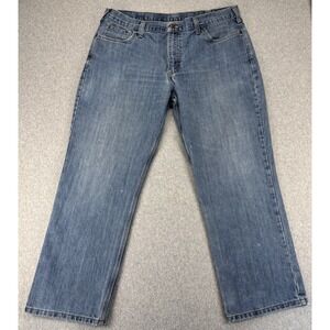 Carhartt Jeans Mens 40x30 Light Wash Blue Denim Relaxed Fit Distressed Workwear